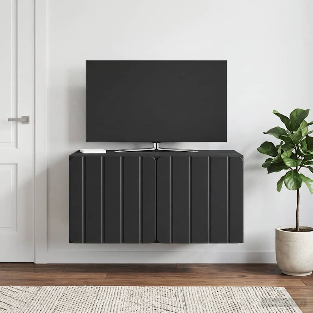 Fali TV szekrény 59,5 x 41 x 30 cm Fekete Szerelt Fa