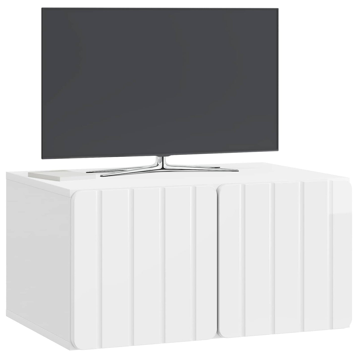 Fali TV szekrény 59,5 x 41 x 30 cm Magasfényű Fehér Szerelt Fa