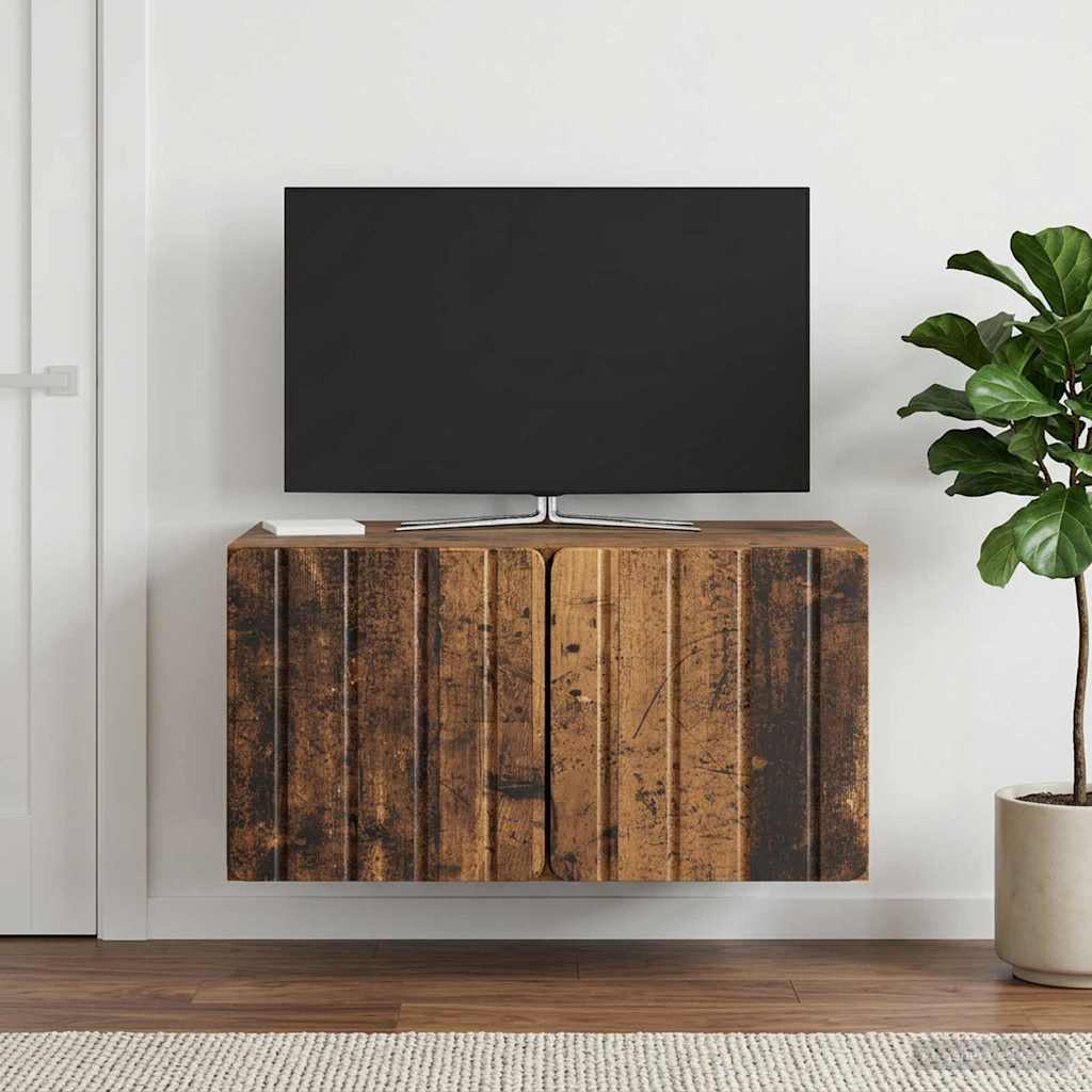Fali TV szekrény 59,5 x 41 x 30 cm Antik Fa Szerelt Fa