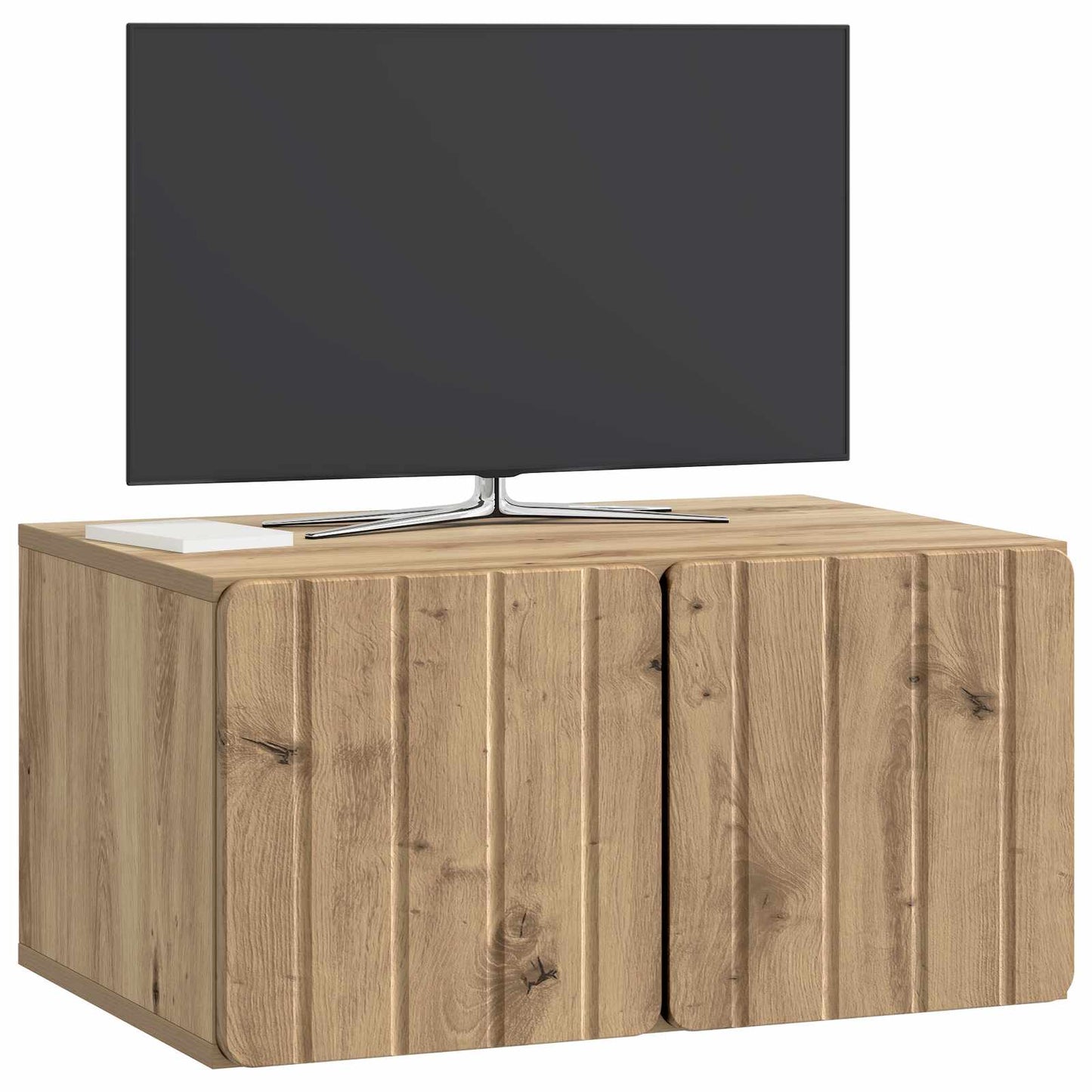 Fali TV szekrény 59,5 x 41 x 30 cm Kézműves Tölgy Szerelt Fa