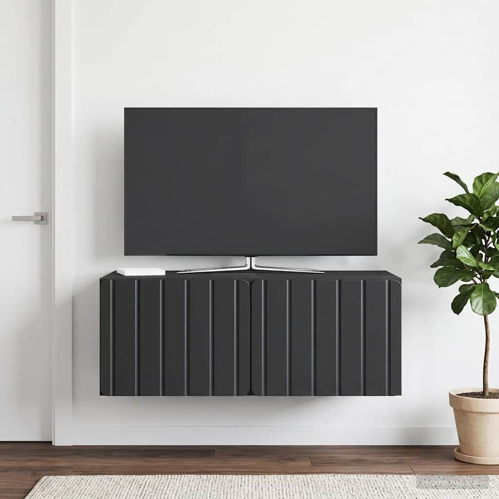 Fali TV szekrény 78,5 x 41 x 30 cm Fekete Szerelt Fa