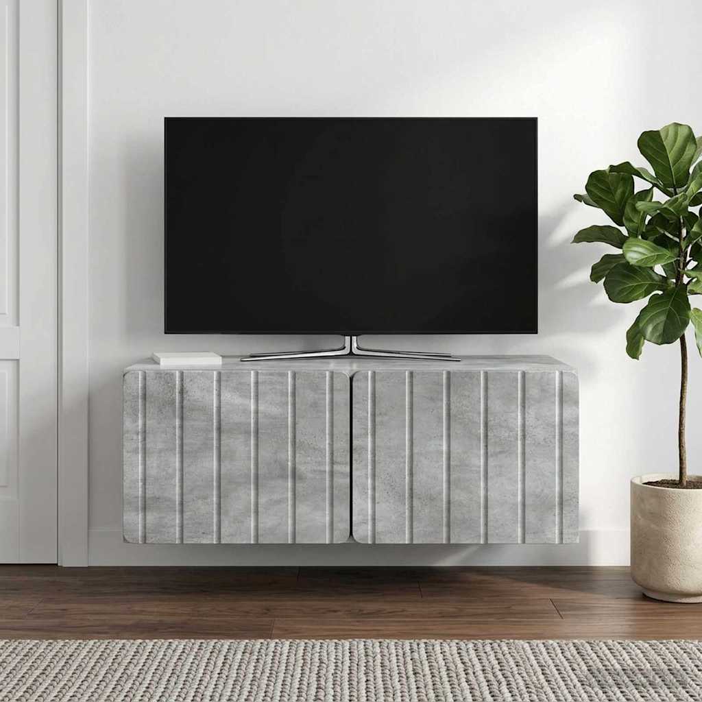 Fali TV szekrény 78,5 x 41 x 30 cm Betonszürke Szerelt Fa