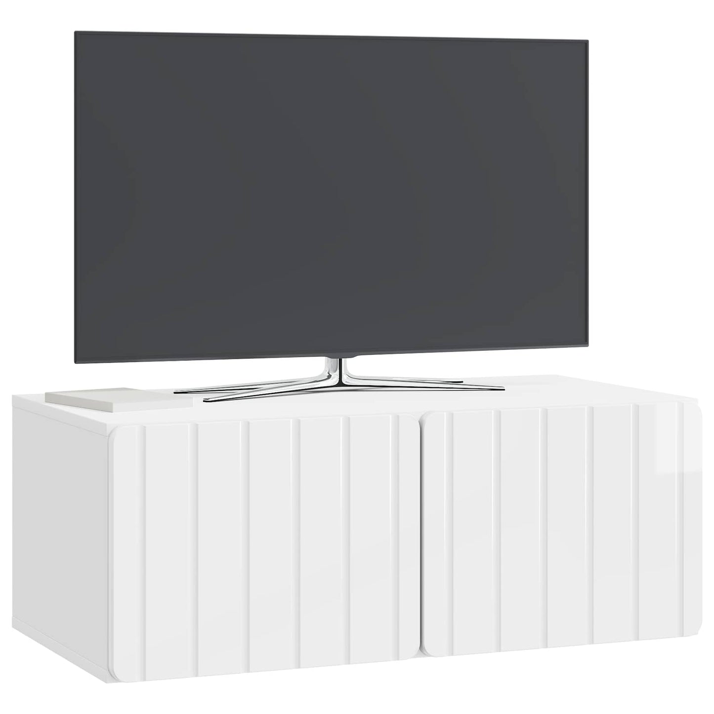 Fali TV szekrény 78,5 x 41 x 30 cm Magasfényű Fehér Szerelt Fa