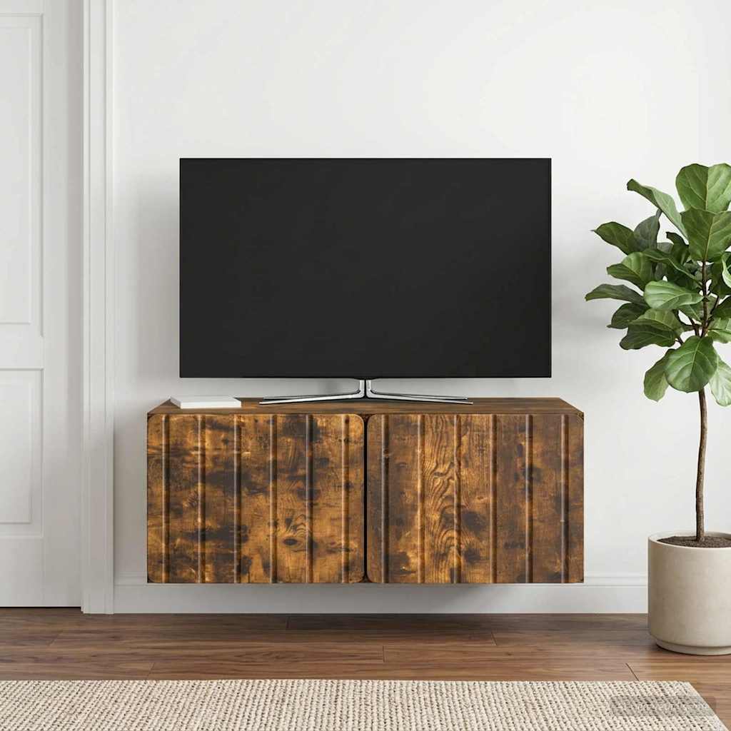 Fali TV szekrény 78,5 x 41 x 30 cm Füstös Tölgy Szerelt Fa
