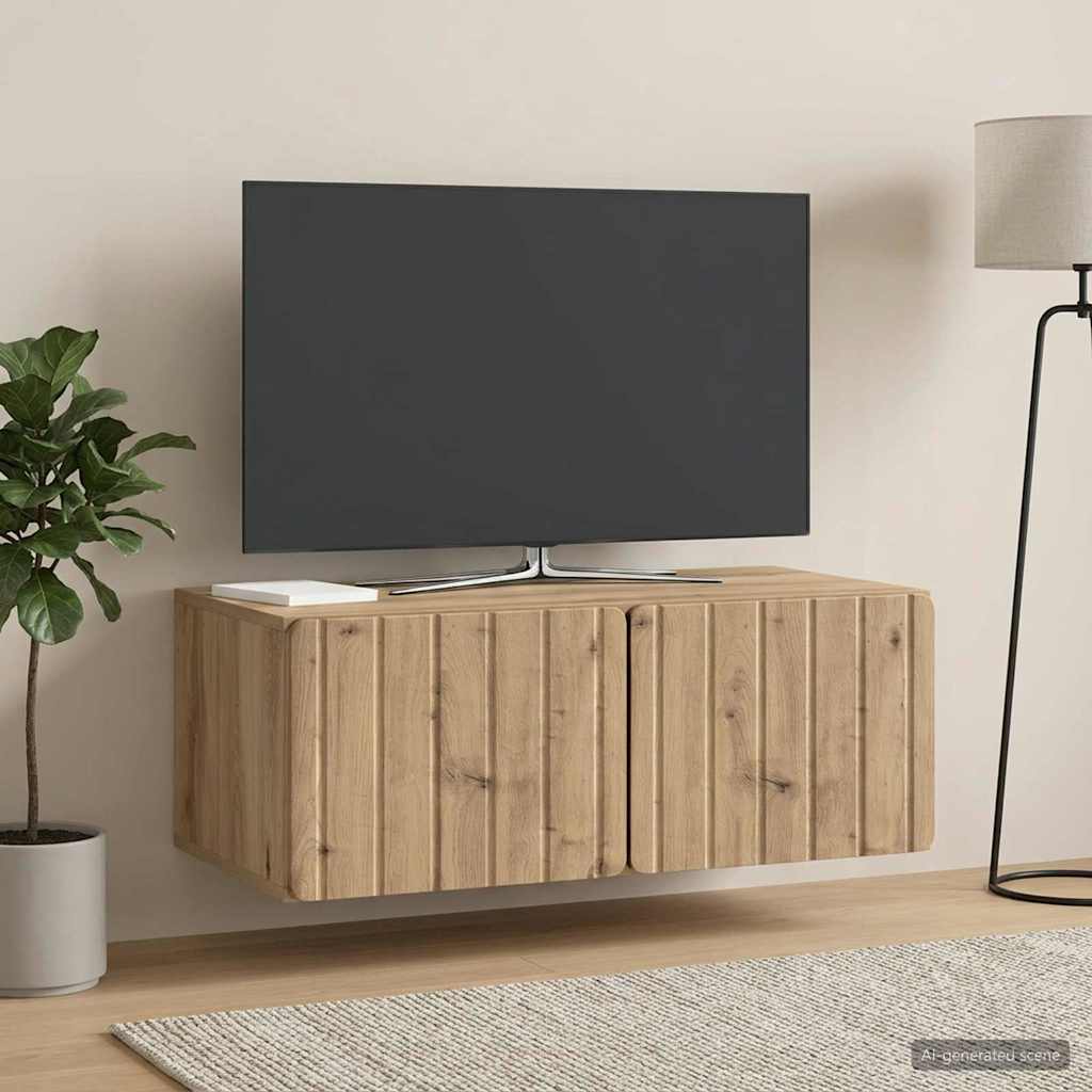 Fali TV szekrény 78,5 x 41 x 30 cm Kézműves Tölgy Szerelt Fa