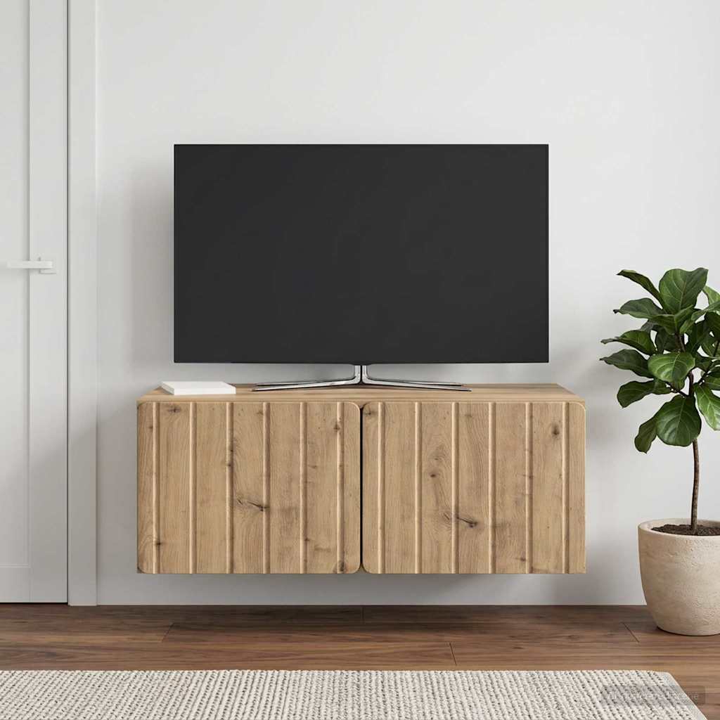 Fali TV szekrény 78,5 x 41 x 30 cm Kézműves Tölgy Szerelt Fa