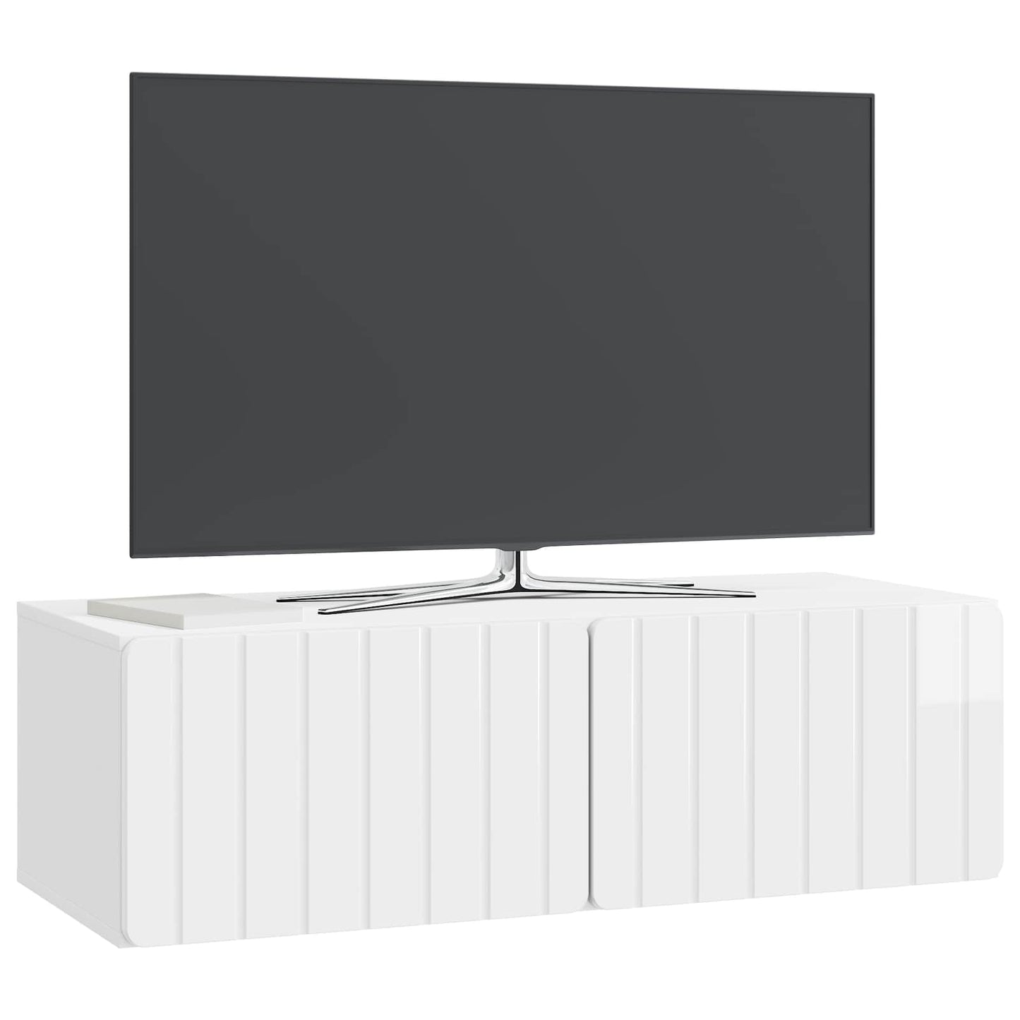 Fali TV szekrény 98 x 41 x 30 cm Magasfényű Fehér Szerelt Fa