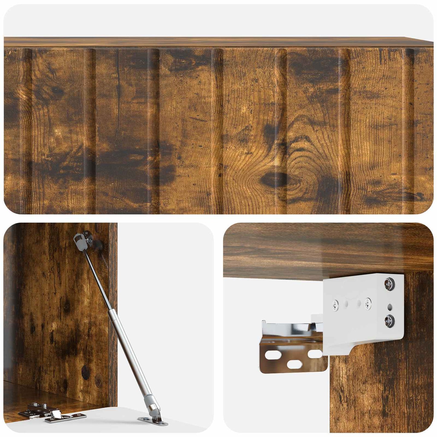 Fali TV szekrény 98 x 41 x 30 cm Füstös Tölgy Szerelt Fa