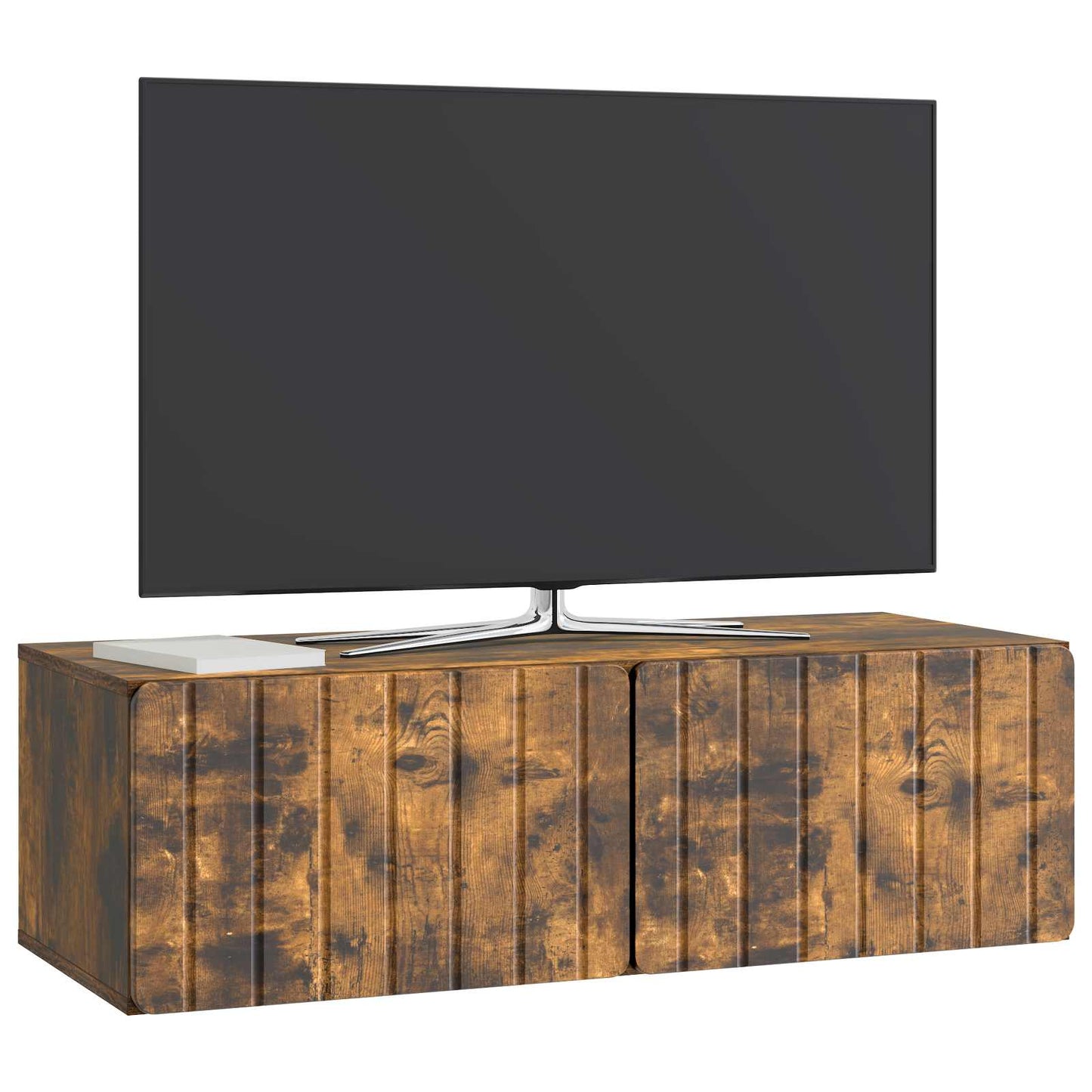 Fali TV szekrény 98 x 41 x 30 cm Füstös Tölgy Szerelt Fa
