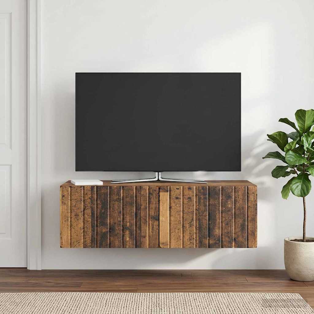 Fali TV szekrény 98 x 41 x 30 cm Antik Fa Szerelt Fa