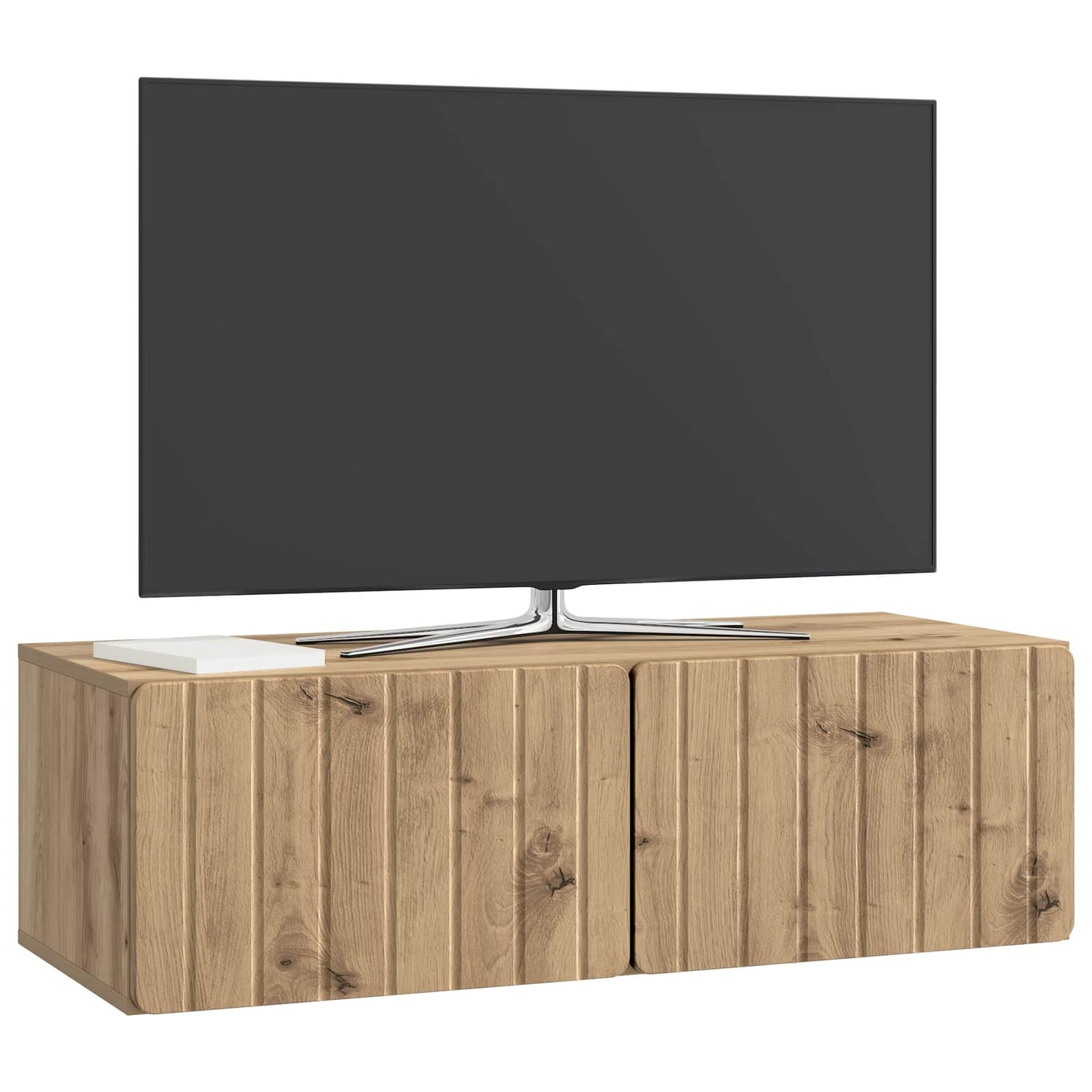 Fali TV szekrény 98 x 41 x 30 cm Kézműves Tölgy Szerelt Fa