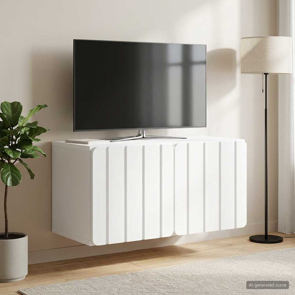 Fali TV szekrény 59,5 x 31 x 30 cm Fehér Szerelt Fa