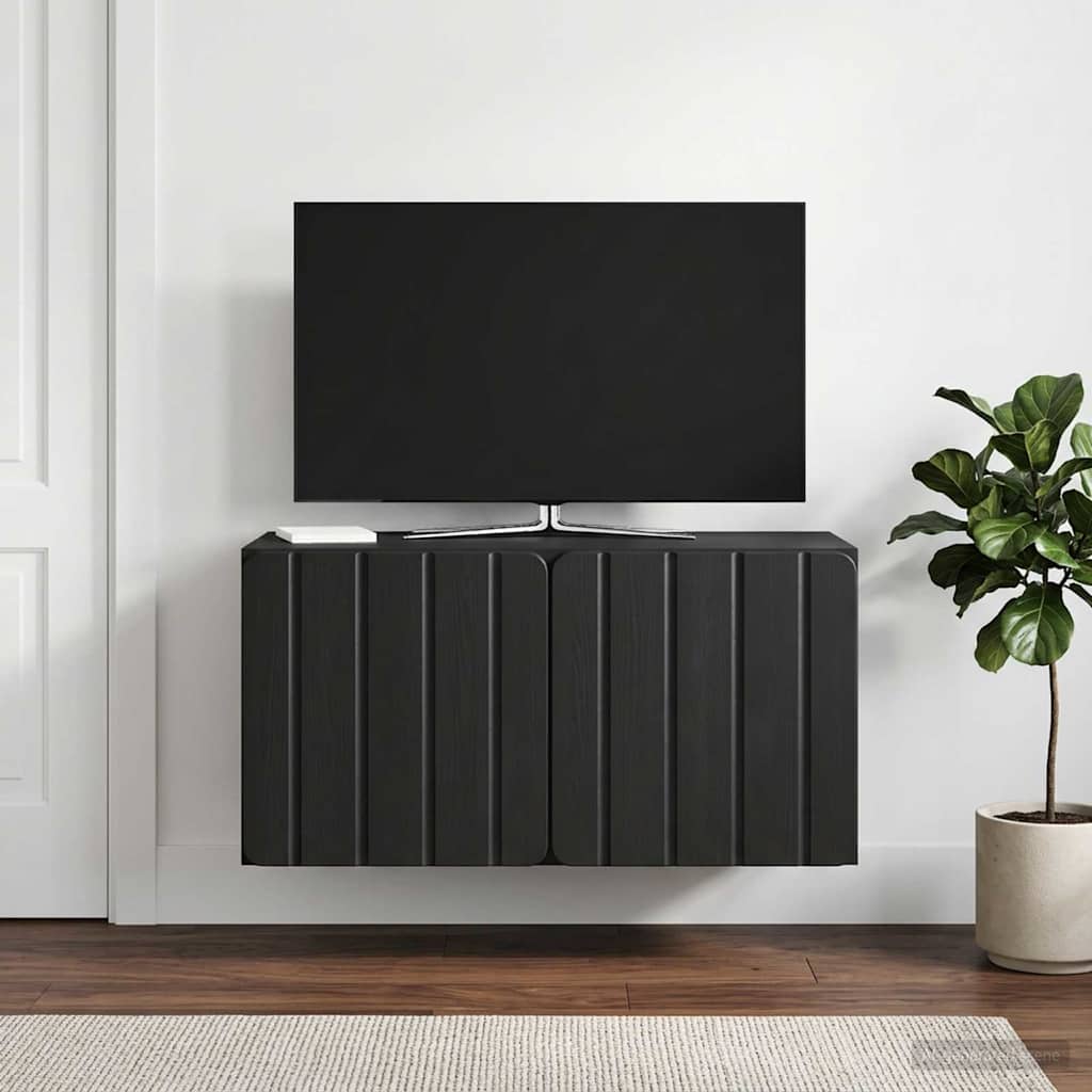 Fali TV szekrény 59,5 x 31 x 30 cm Fekete Szerelt Fa