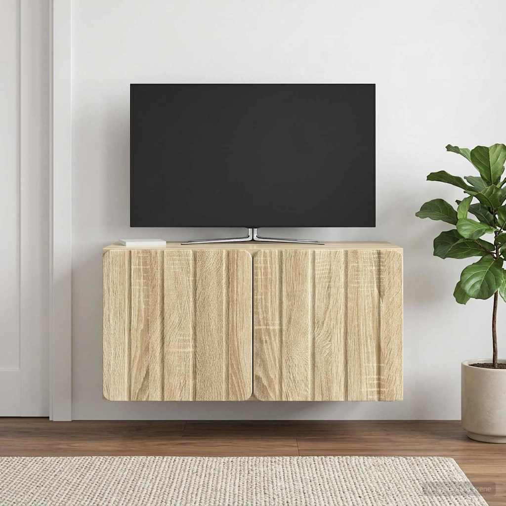 Fali TV szekrény 59,5 x 31 x 30 cm Sonoma Tölgy Szerelt Fa