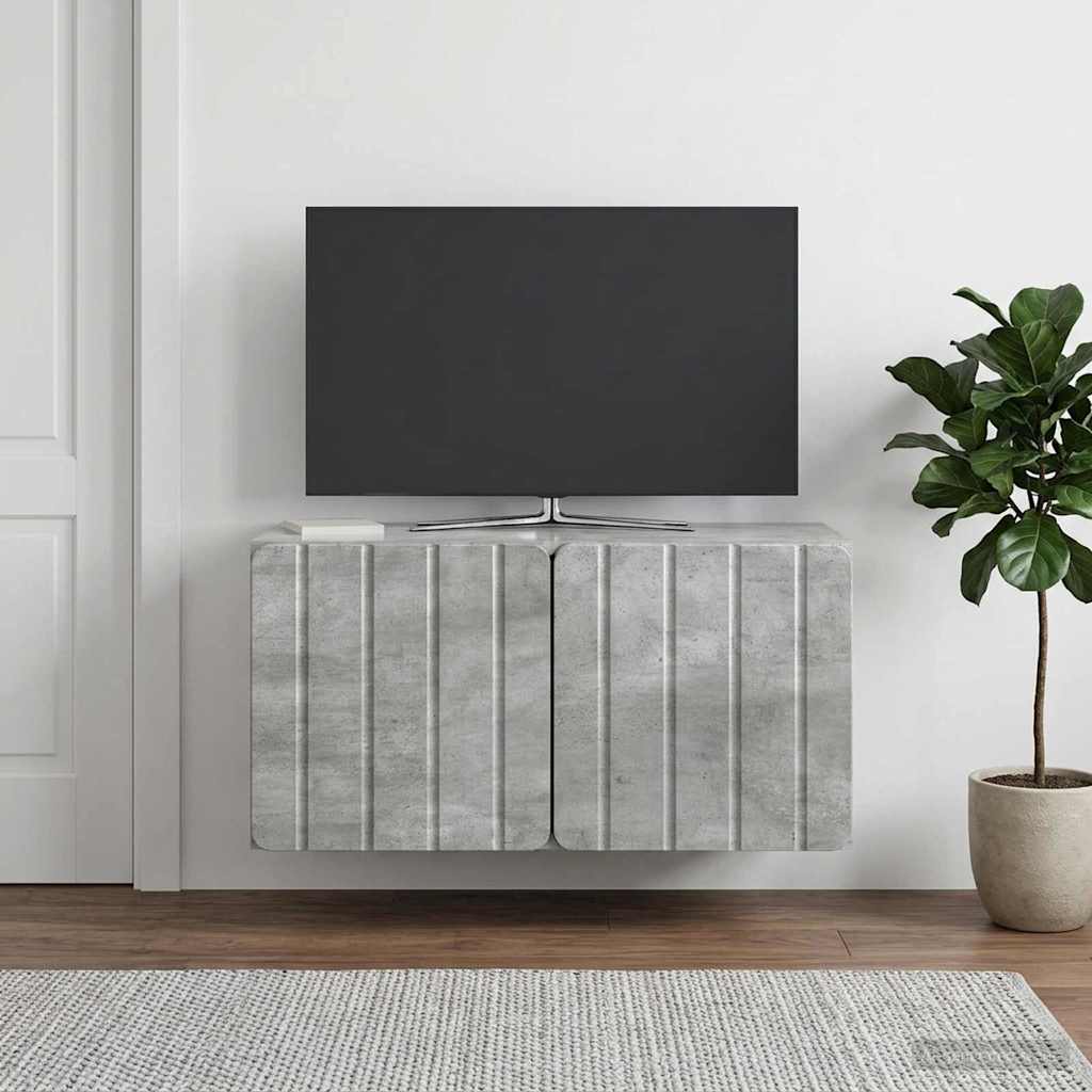 Fali TV szekrény 59,5 x 31 x 30 cm Betonszürke Szerelt Fa