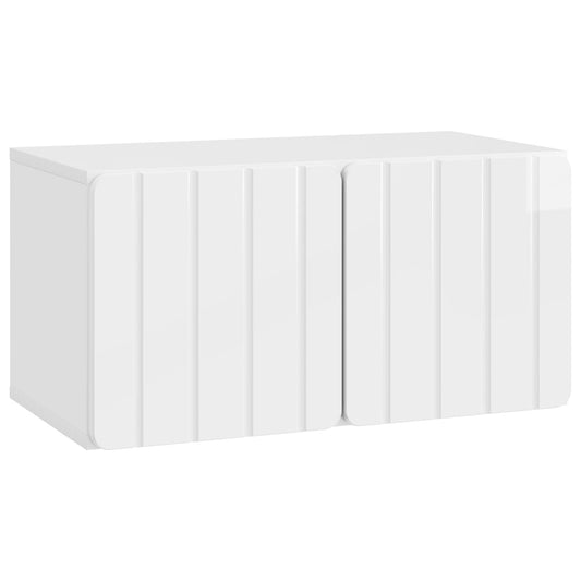 Fali TV szekrény Magasfényű Fehér 59,5 x 31 x 30 cm Szerelt Fa