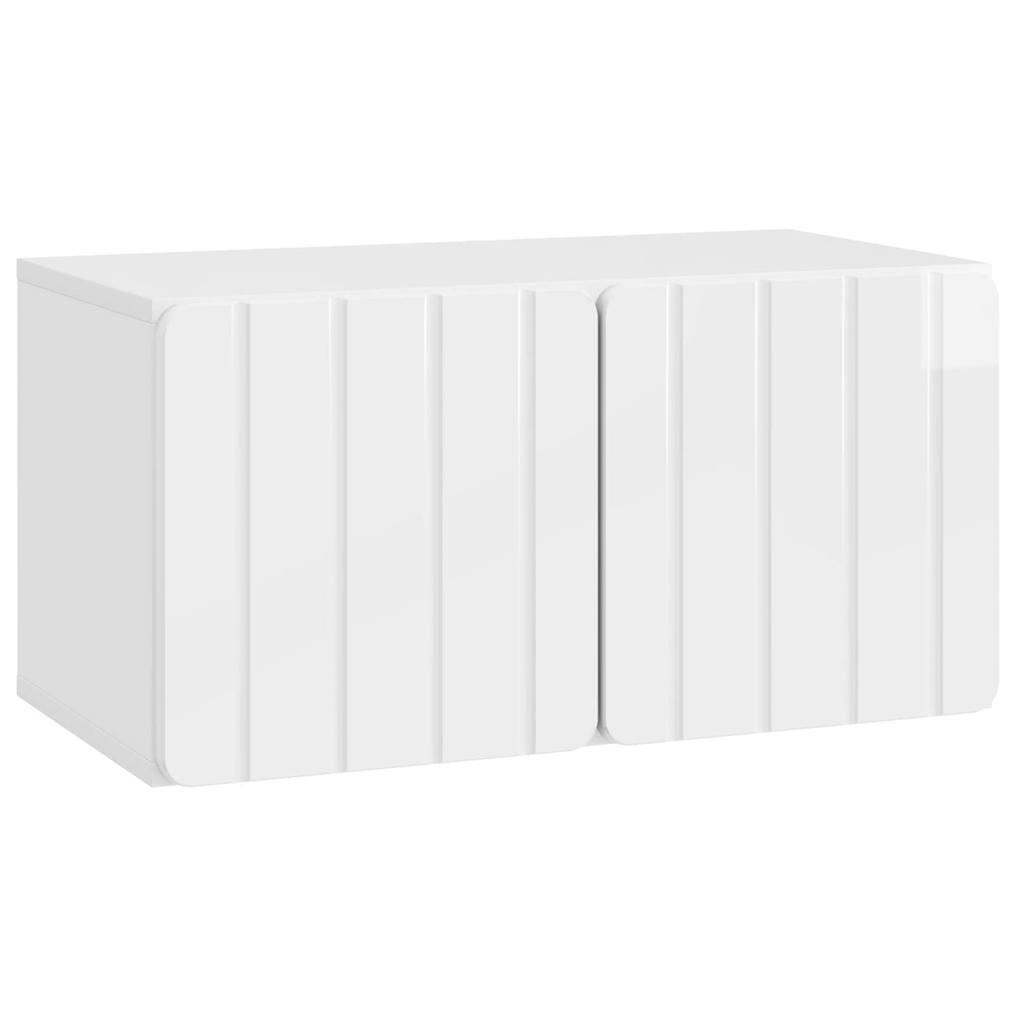 Fali TV szekrény 59,5 x 31 x 30 cm Magasfényű Fehér Szerelt Fa