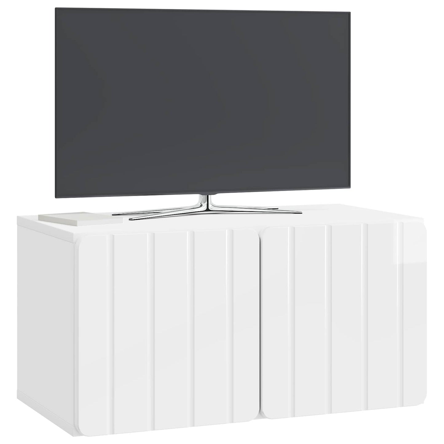 Fali TV szekrény 59,5 x 31 x 30 cm Magasfényű Fehér Szerelt Fa