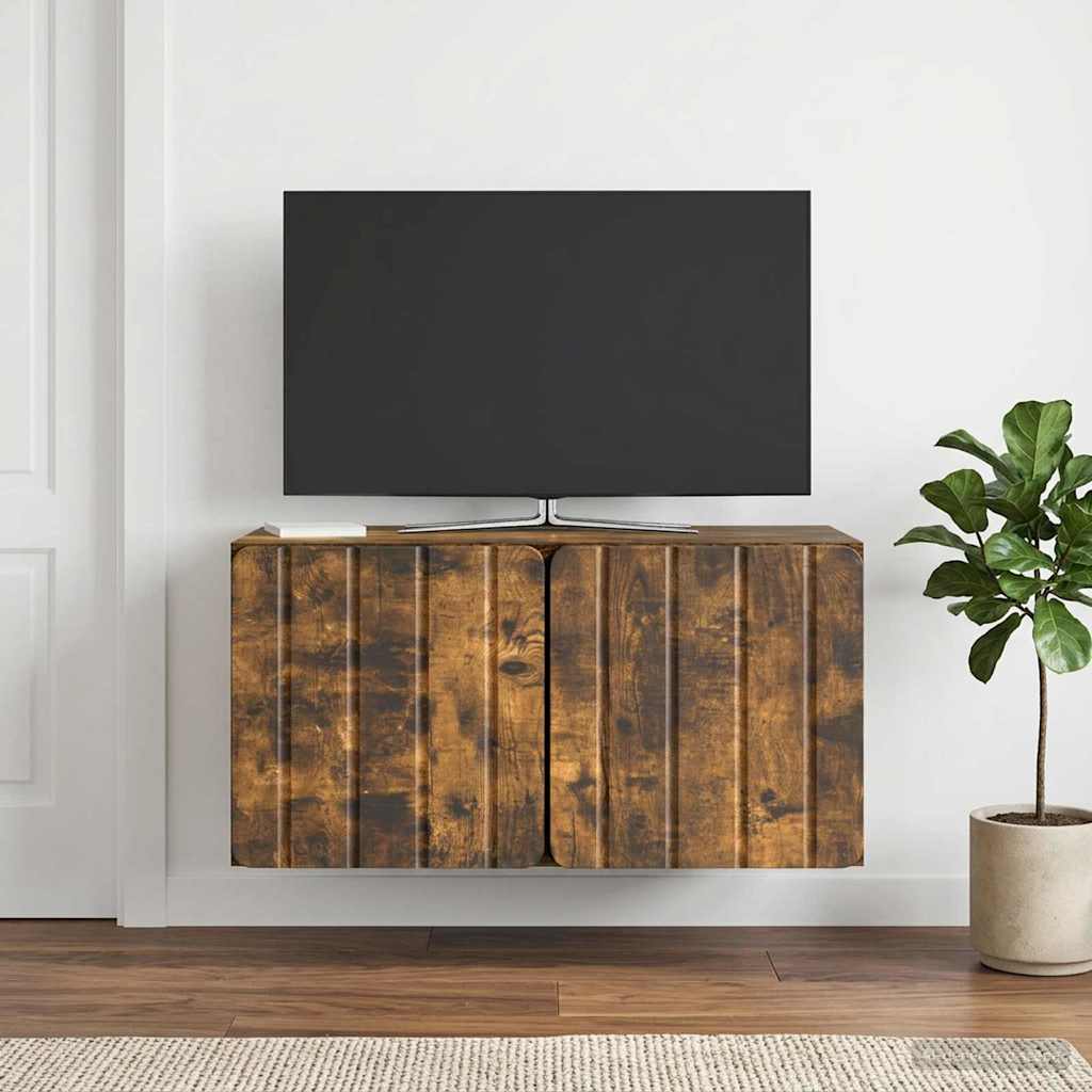 Fali TV szekrény 59,5 x 31 x 30 cm Füstös Tölgy Szerelt Fa