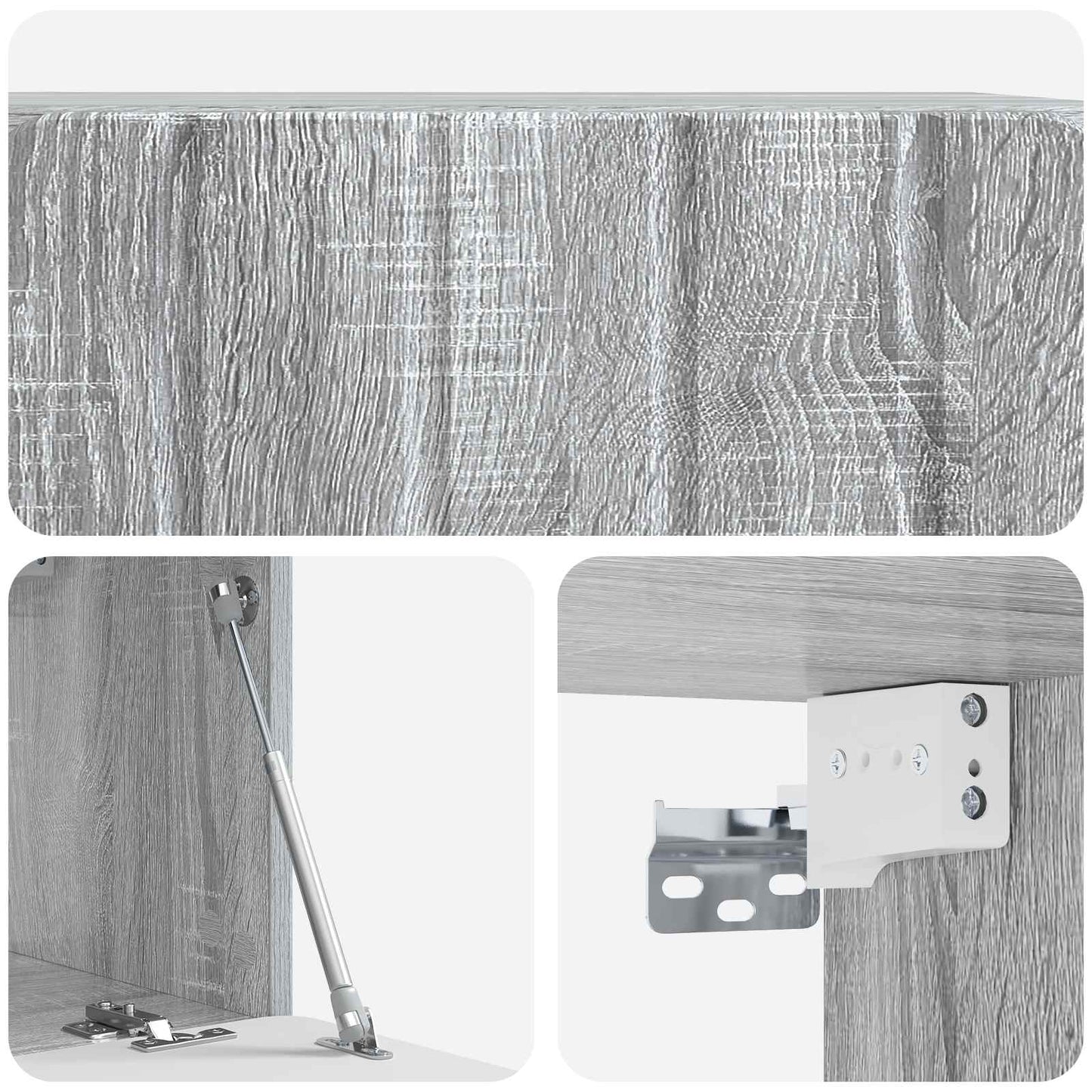 Fali TV szekrény 59,5 x 31 x 30 cm Szürke Sonoma Szerelt Fa