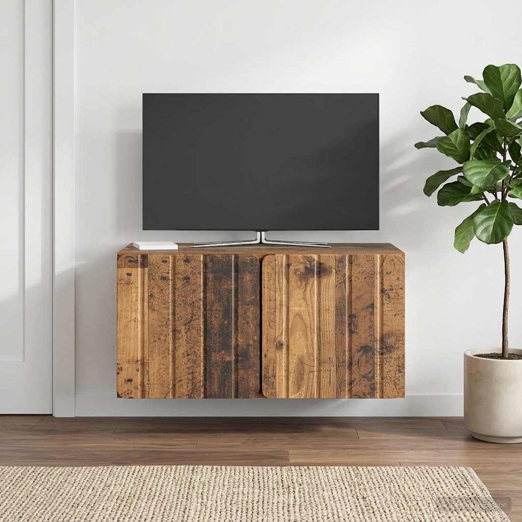 Fali TV szekrény 59,5 x 31 x 30 cm Antik Fa Szerelt Fa
