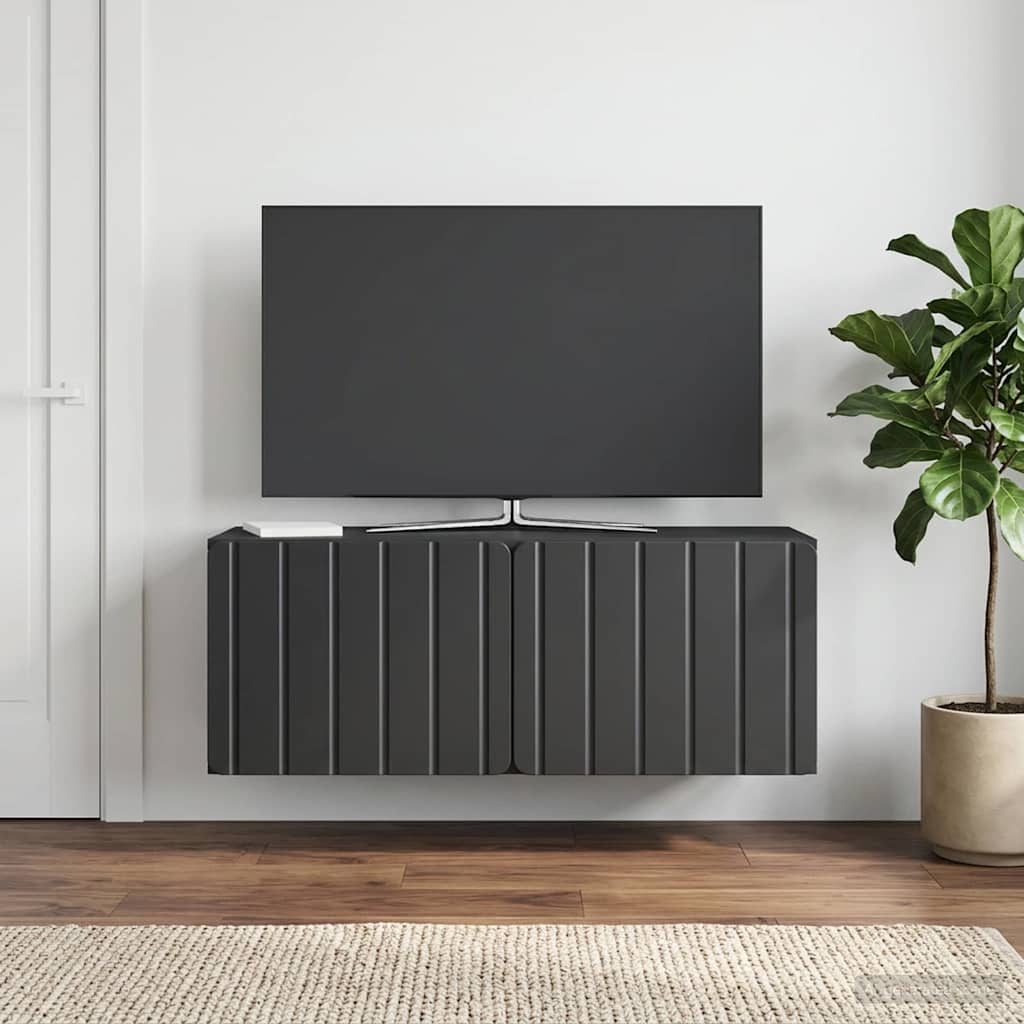 Fali TV szekrény 78,5 x 31 x 30 cm Fekete Szerelt Fa