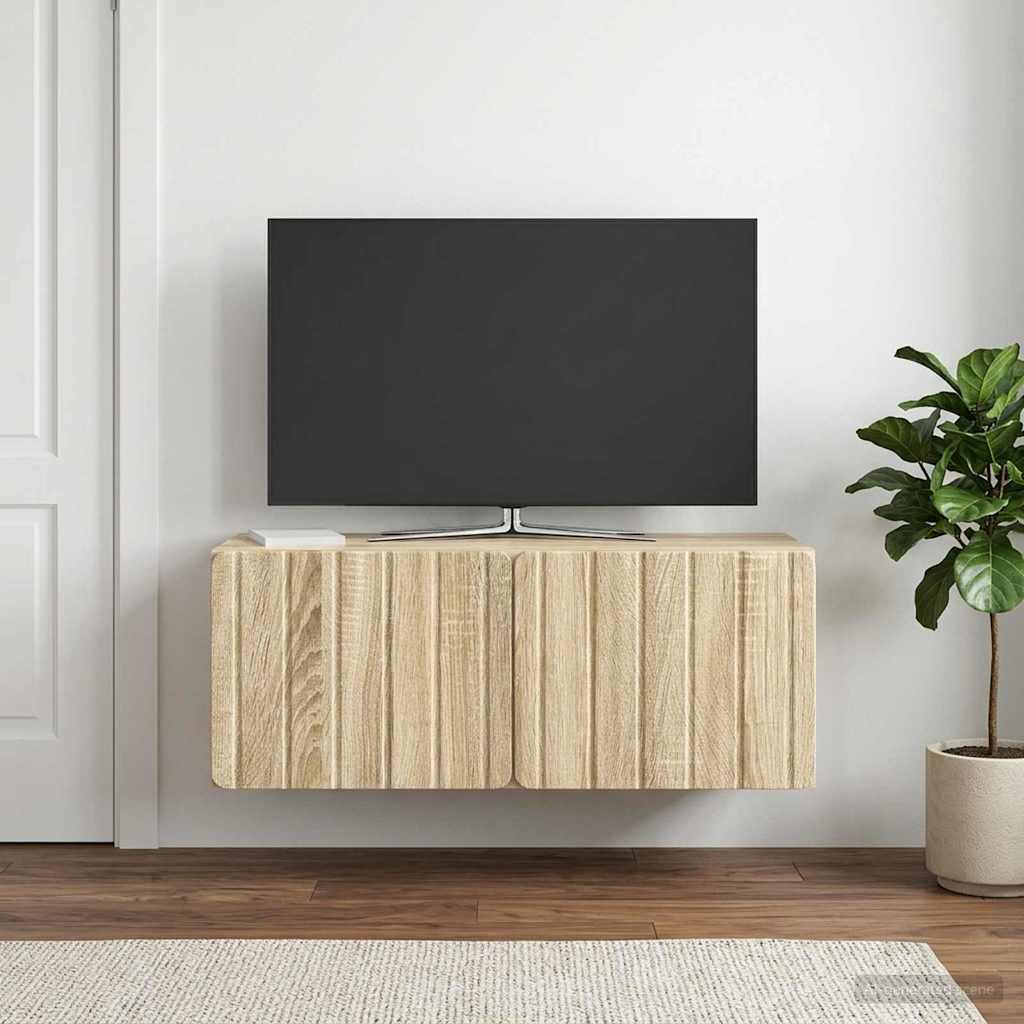 Fali TV szekrény 78,5 x 31 x 30 cm Sonoma Tölgy Szerelt Fa