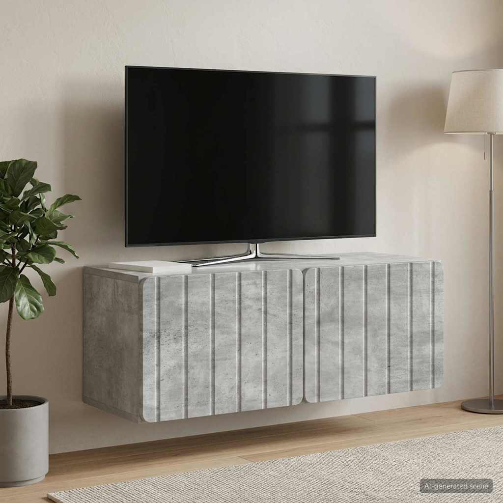 Fali TV szekrény 78,5 x 31 x 30 cm Betonszürke Szerelt Fa