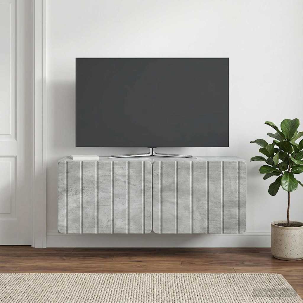Fali TV szekrény 78,5 x 31 x 30 cm Betonszürke Szerelt Fa