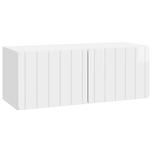 Fali TV szekrény Magasfényű Fehér 78,5 x 31 x 30 cm Szerelt Fa