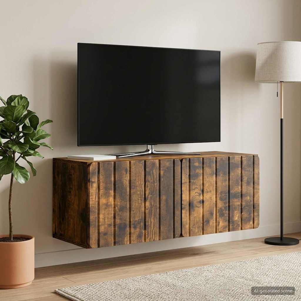 Fali TV szekrény 78,5 x 31 x 30 cm Füstös Tölgy Szerelt Fa