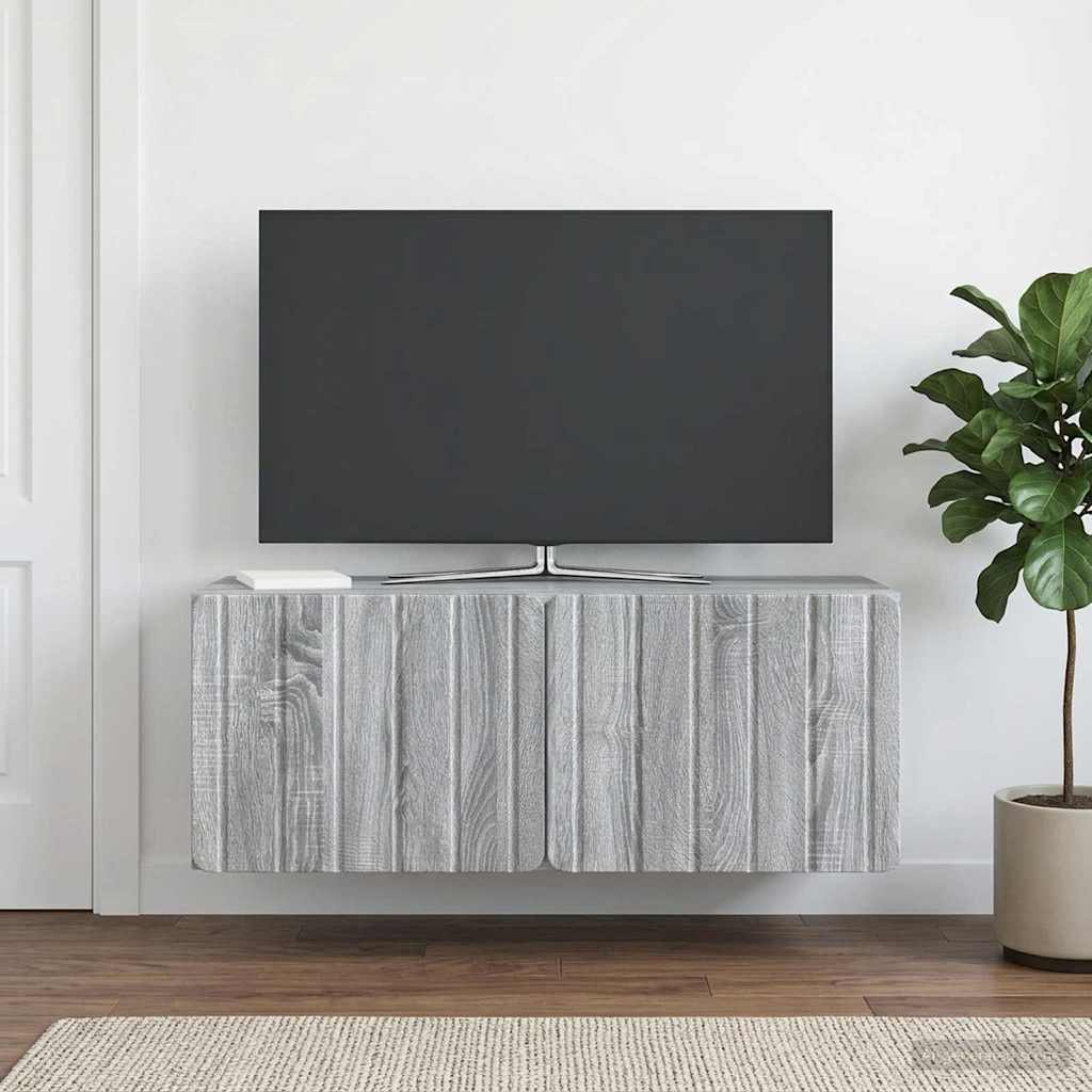 Fali TV szekrény 78,5 x 31 x 30 cm Szürke Sonoma Szerelt Fa