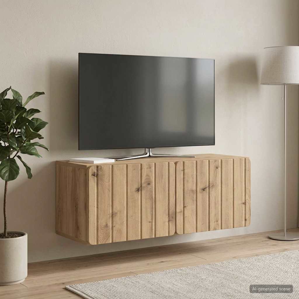Fali TV szekrény 78,5 x 31 x 30 cm Kézműves Tölgy Szerelt Fa