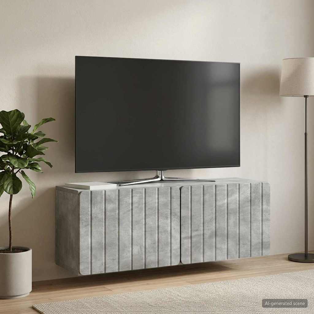 Fali TV szekrény 98 x 31 x 30 cm Betonszürke Szerelt Fa