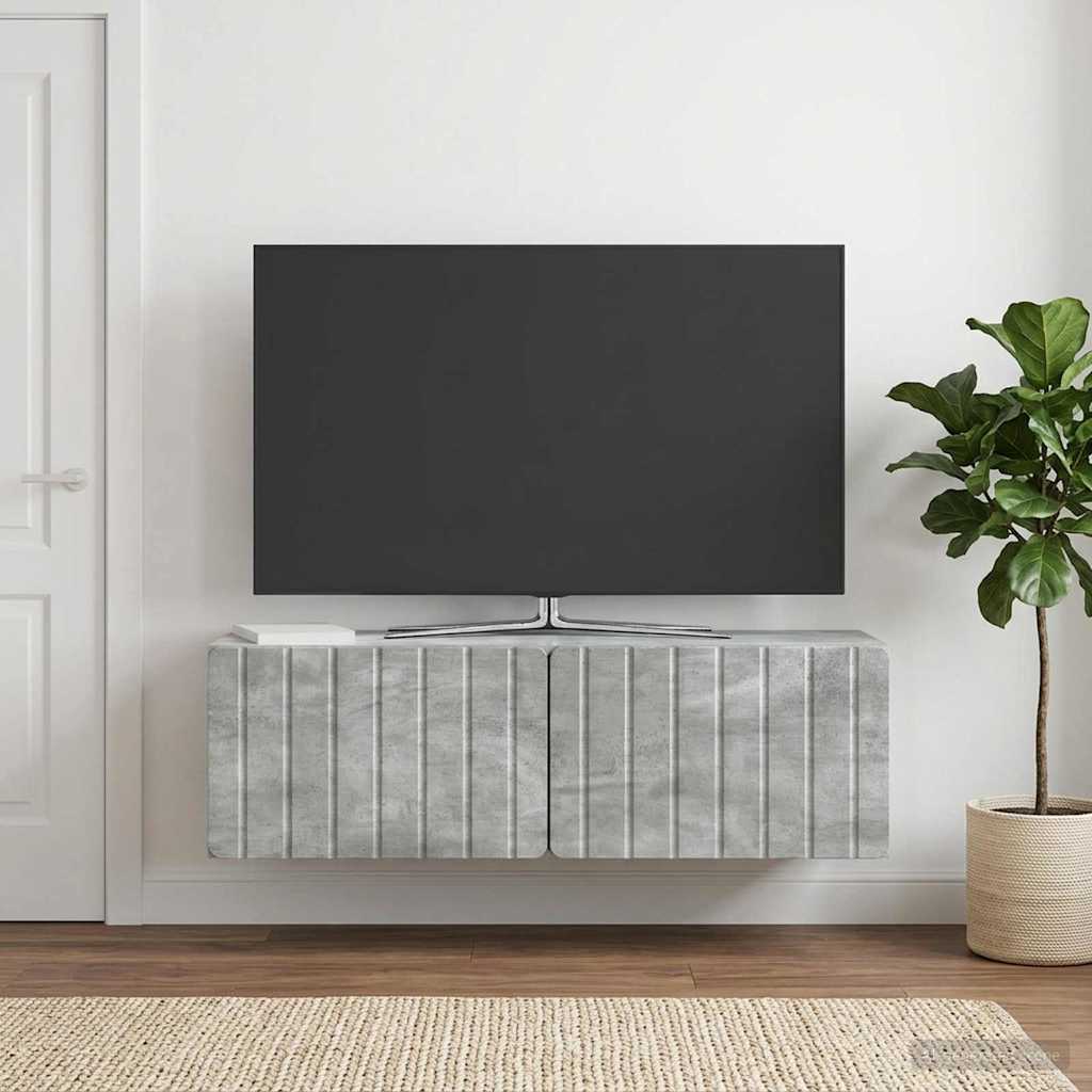 Fali TV szekrény 98 x 31 x 30 cm Betonszürke Szerelt Fa