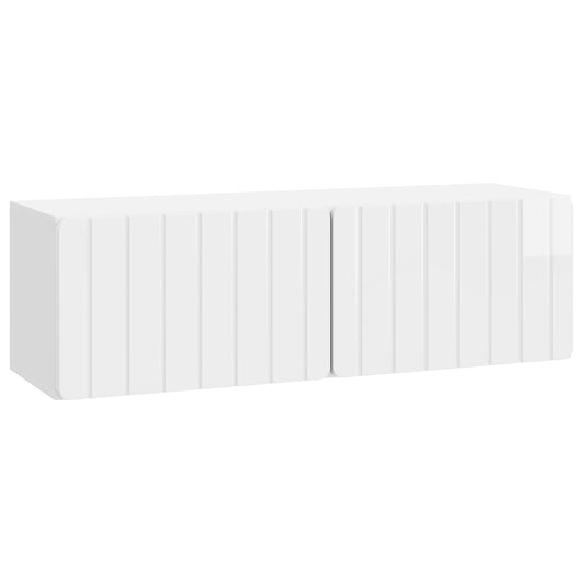 Fali TV szekrény Magasfényű Fehér 98 x 31 x 30 cm Szerelt Fa
