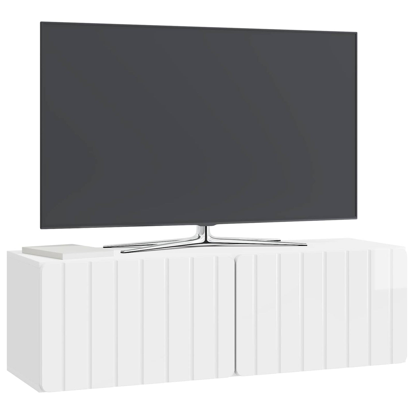 Fali TV szekrény 98 x 31 x 30 cm Magasfényű Fehér Szerelt Fa