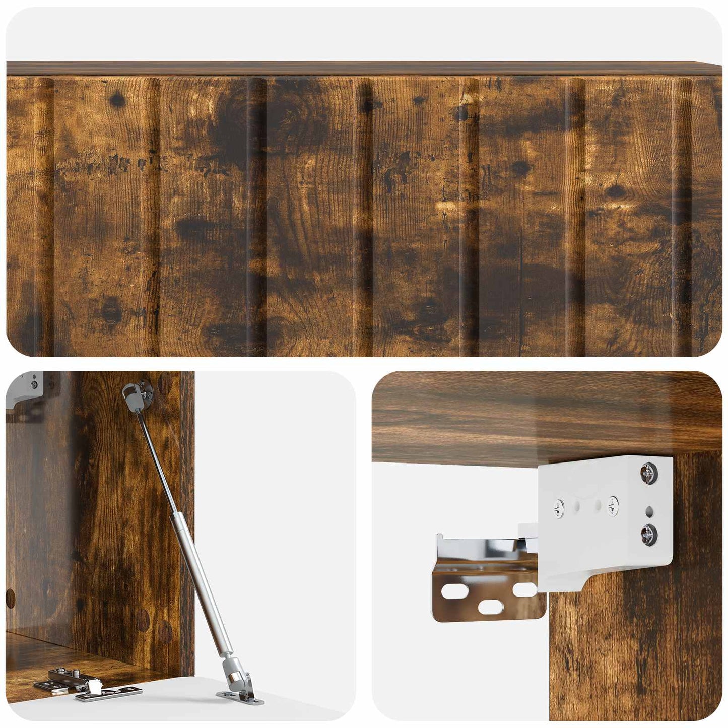 Fali TV szekrény 98 x 31 x 30 cm Füstös Tölgy Szerelt Fa