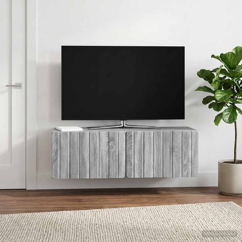 Fali TV szekrény 98 x 31 x 30 cm Szürke Sonoma Szerelt Fa