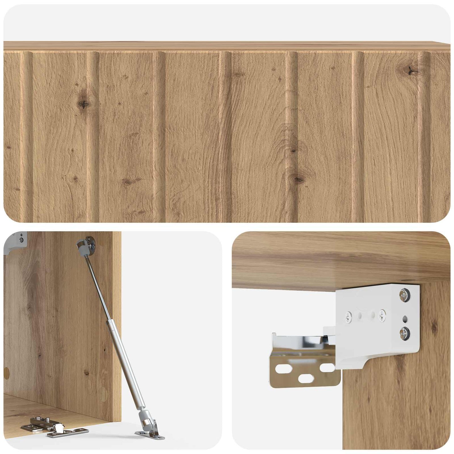 Fali TV szekrény 98 x 31 x 30 cm Kézműves Tölgy Szerelt Fa