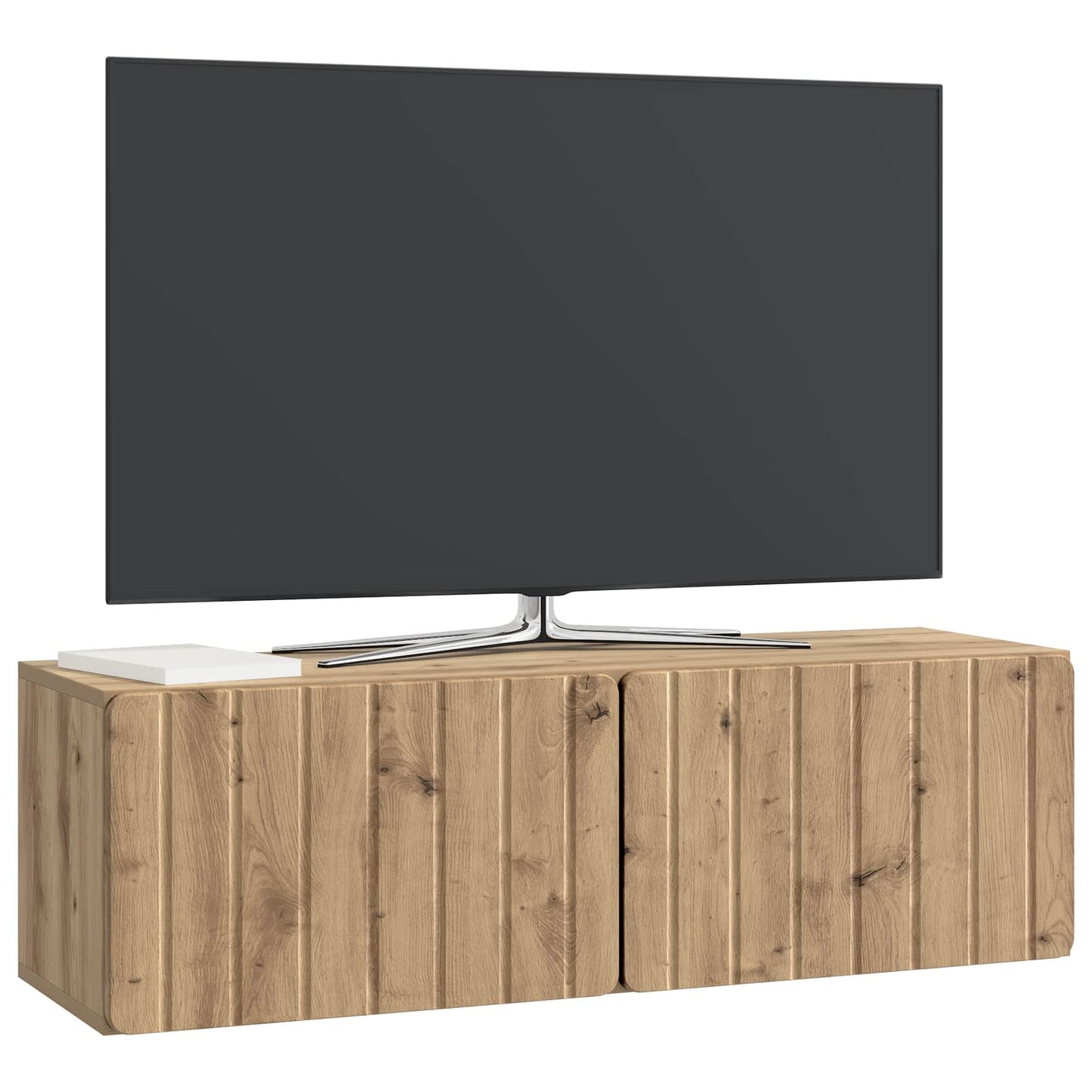 Fali TV szekrény 98 x 31 x 30 cm Kézműves Tölgy Szerelt Fa