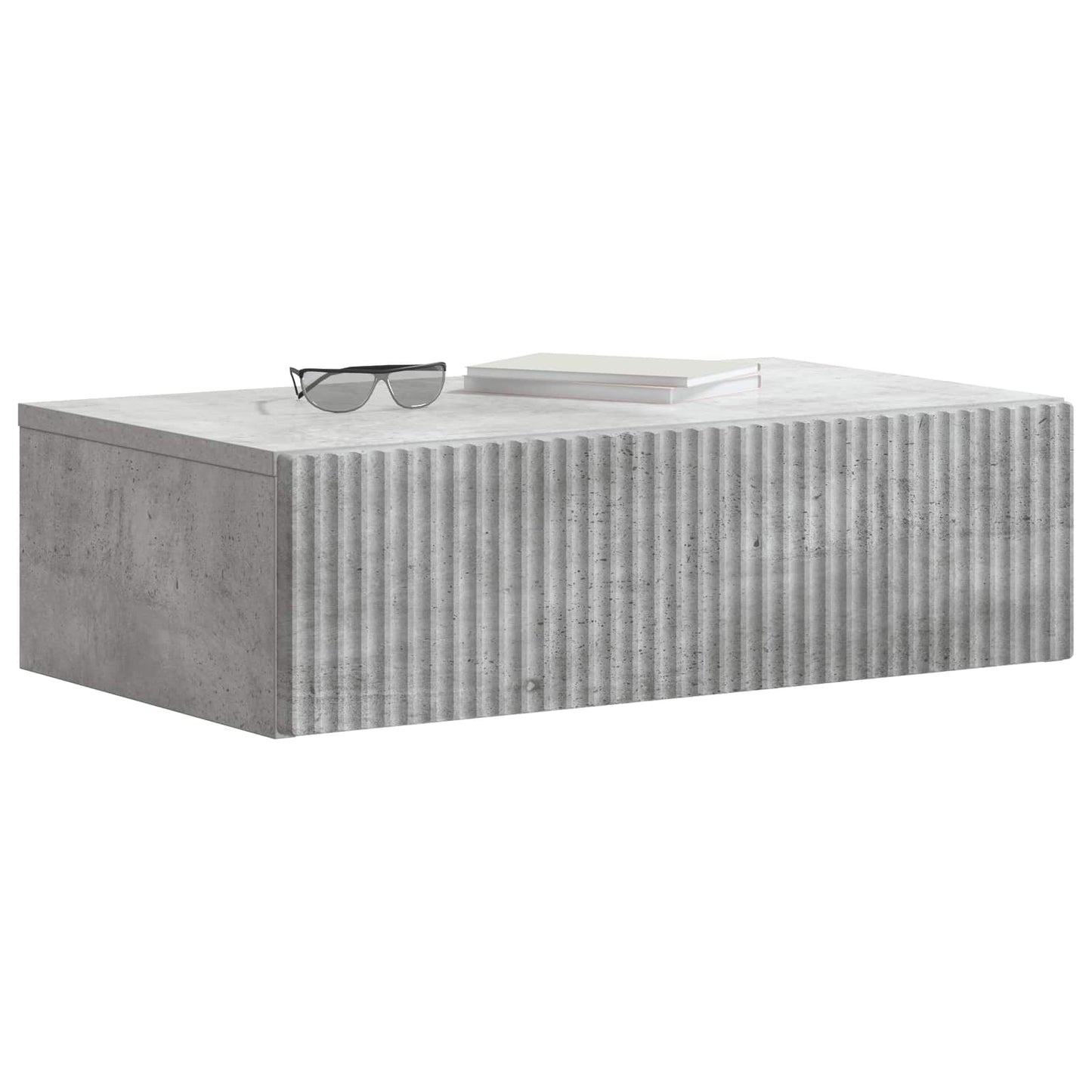 Fali oldaltábla Betonszürke 59 x 34,5 x 17 cm Szerelt Fa