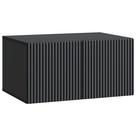 Fali TV szekrény Fekete 59,5 x 41 x 30 cm Szerelt Fa