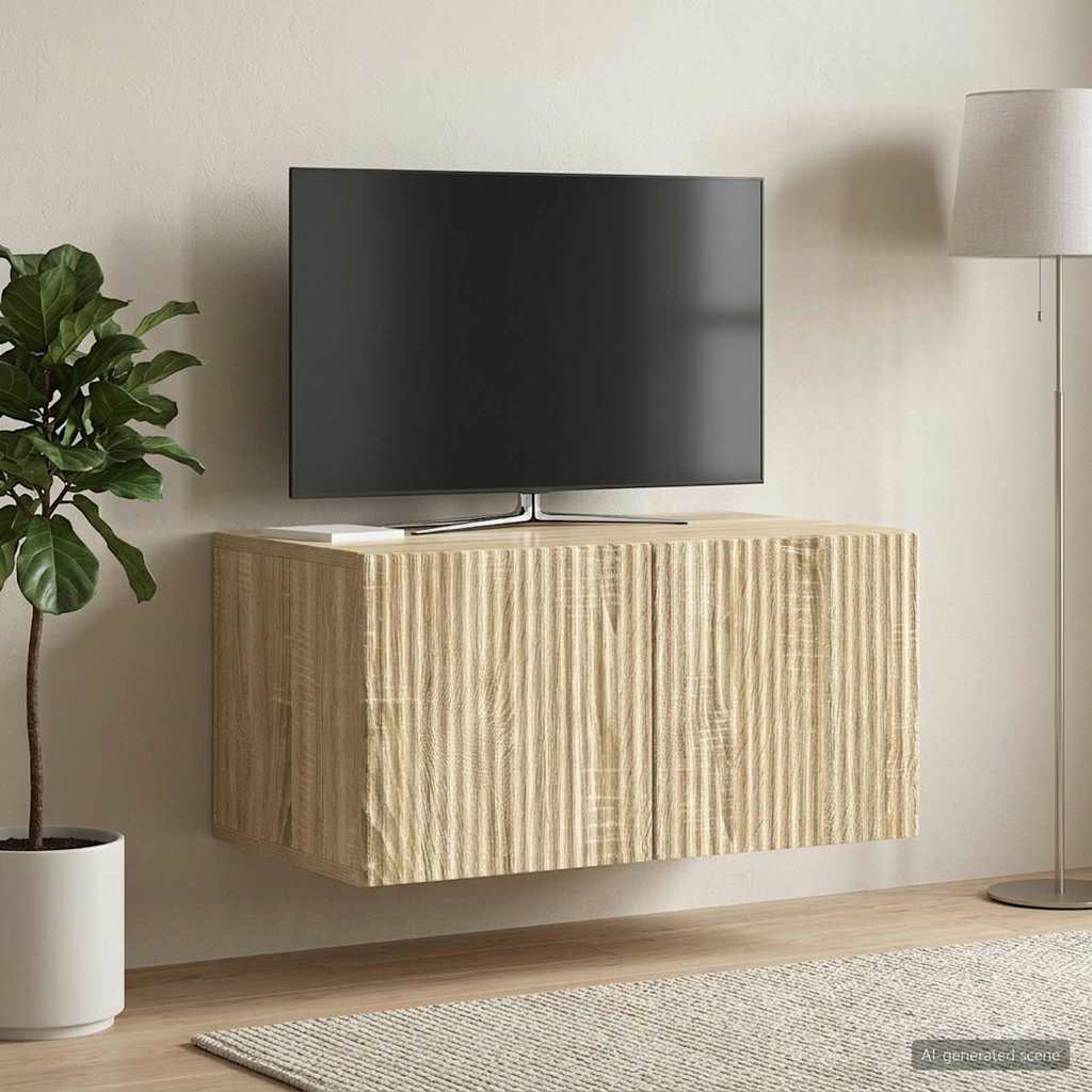Fali TV szekrény Sonoma Tölgy 59,5 x 41 x 30 cm Szerelt Fa
