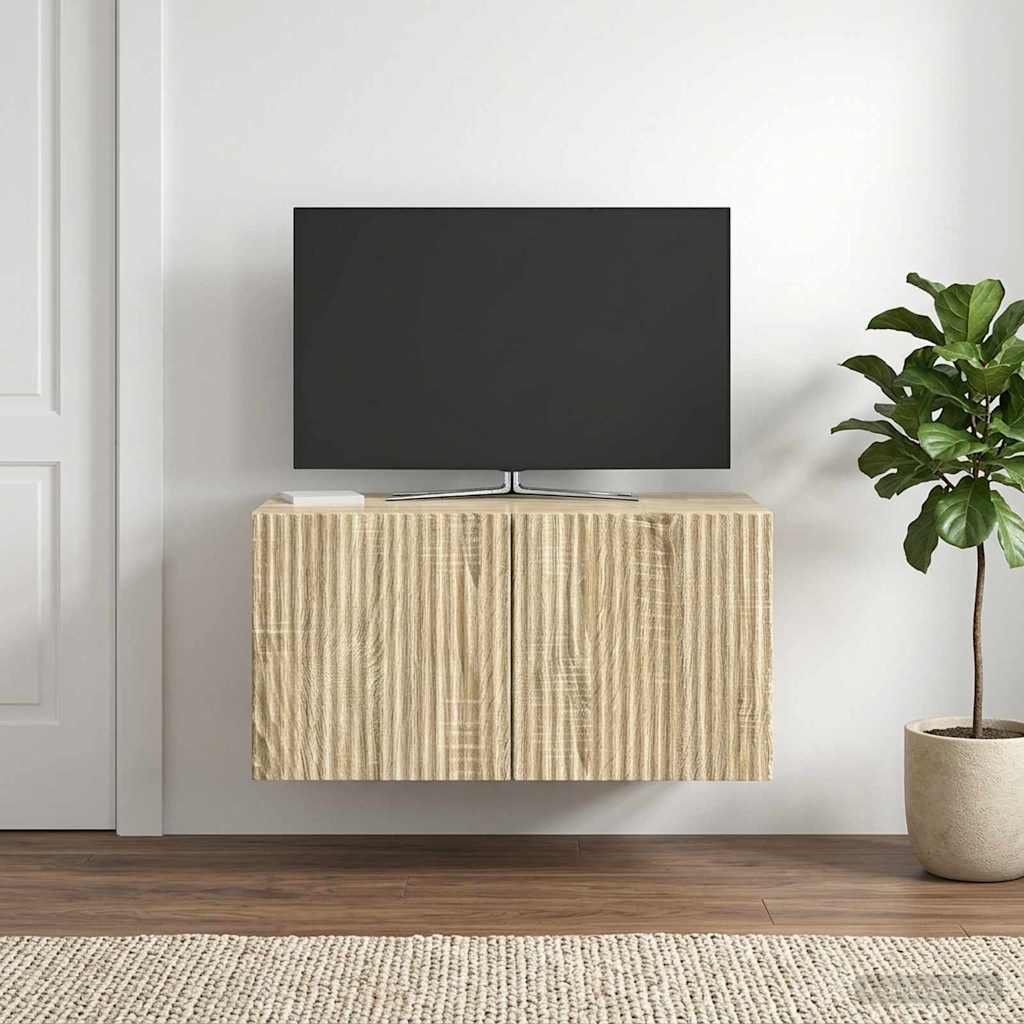 Fali TV szekrény Sonoma Tölgy 59,5 x 41 x 30 cm Szerelt Fa