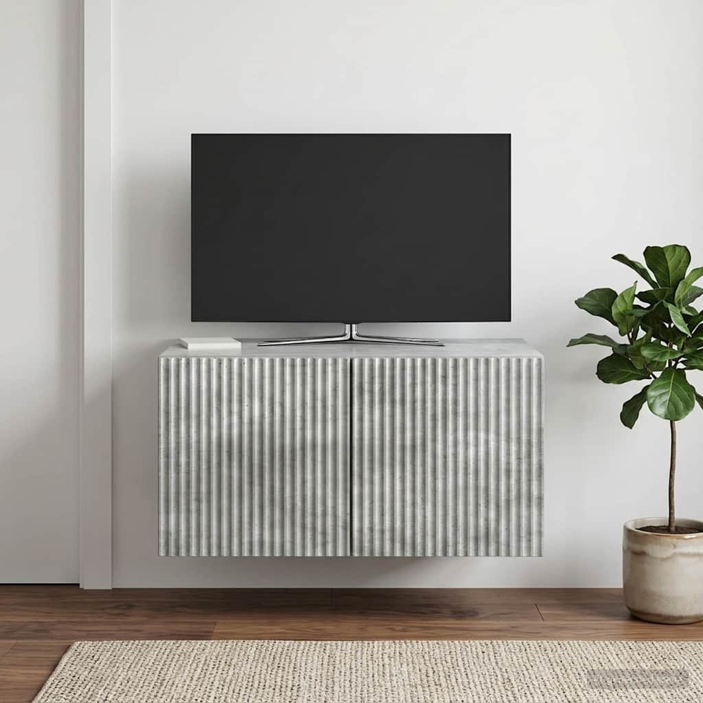 Fali TV szekrény Betonszürke 59,5 x 41 x 30 cm Szerelt Fa