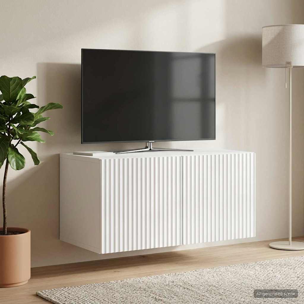 Fali TV szekrény Magasfényű Fehér 59,5 x 41 x 30 cm Szerelt Fa