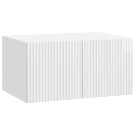Fali TV szekrény Magasfényű Fehér 59,5 x 41 x 30 cm Szerelt Fa