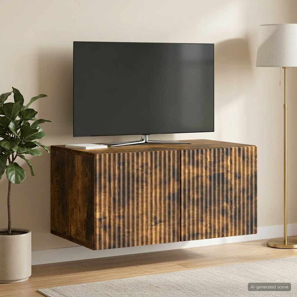Fali TV szekrény Füstös Tölgy 59,5 x 41 x 30 cm Szerelt Fa