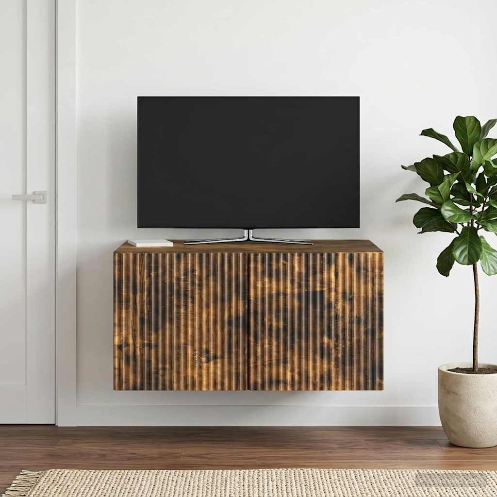 Fali TV szekrény Füstös Tölgy 59,5 x 41 x 30 cm Szerelt Fa